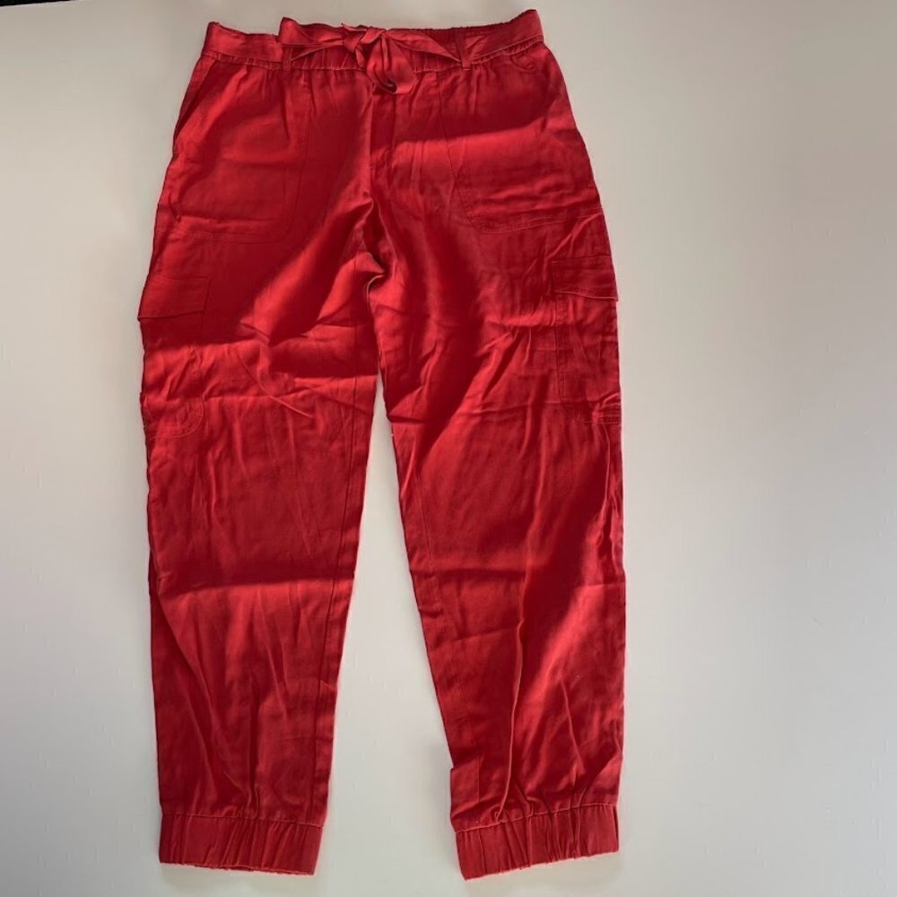 NWT Banana Republic Pant Trouser Jogger Cargo Utility Patch Belt Orange Harvest